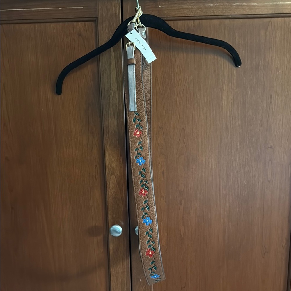 Coach Brown Belt with Floral Design